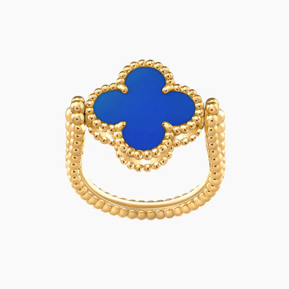 CLOVER RIVERSIBLE BLUE AGATE RING