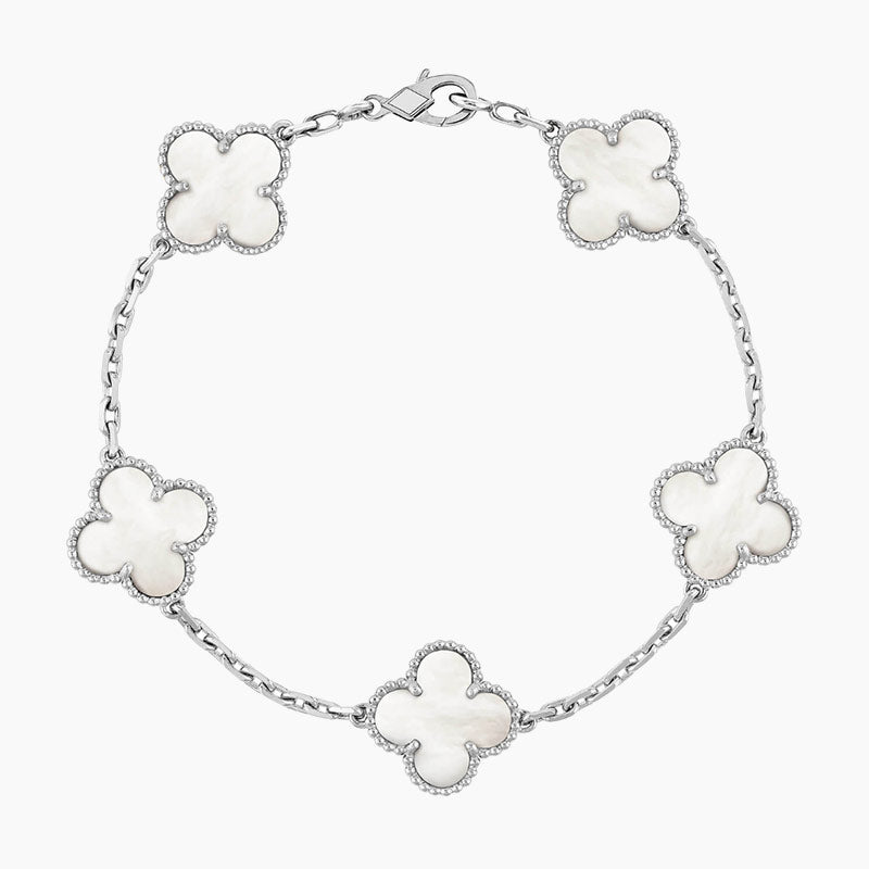 CLOVER SILVER MOP 5 MOTIF BRACELET