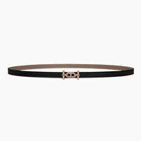 HELENE ANCRE REVERSIBLE LEATHER BELT — BLACK & KHAKI BROWN (COPPER HARDWARE)