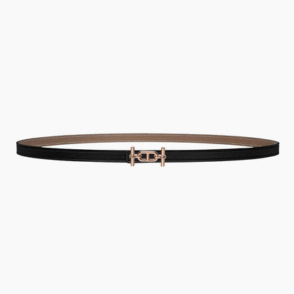 HELENE ANCRE REVERSIBLE LEATHER BELT — BLACK & KHAKI BROWN (COPPER HARDWARE)
