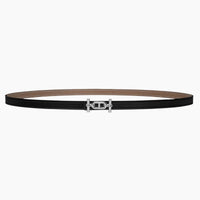 HELENE ANCRE REVERSIBLE LEATHER BELT — BLACK & KHAKI BROWN (SILVER HARDWARE)