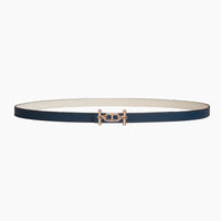 HELENE ANCRE REVERSIBLE LEATHER BELT — WHITE & NAVY BLUE (GOLD HARDWARE)