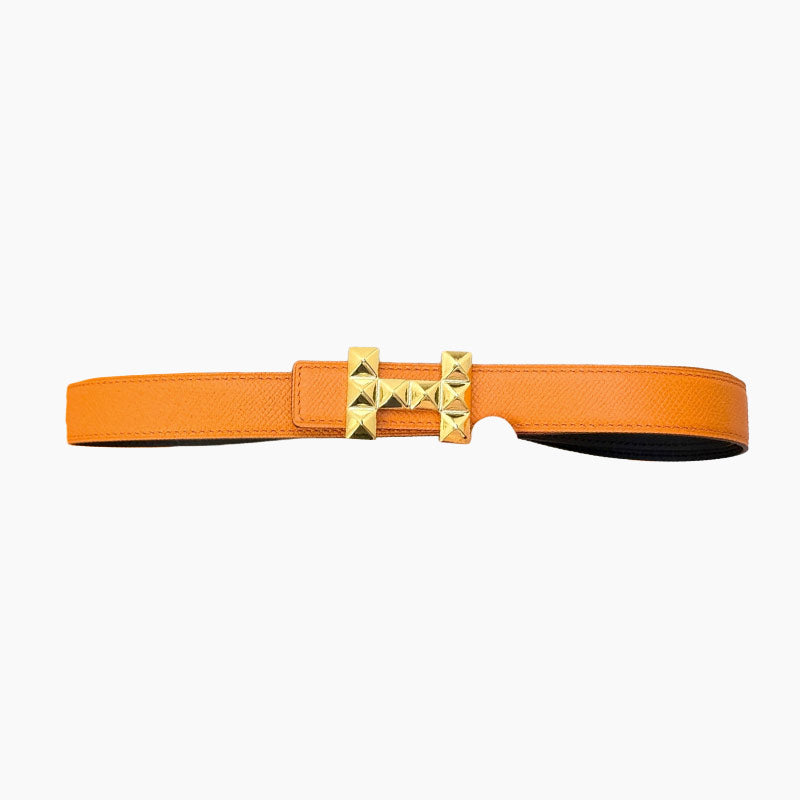 HELENE INFINI WENDBARER LEDERGÜRTEL — ORANGE EPSOM (GOLD BESCHLÄGE, 24 MM)