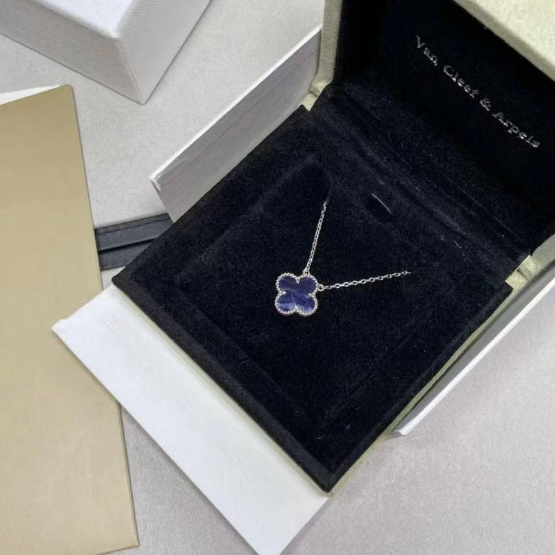 Kleeblatt-Pietersit-Halskette, 15 mm, Silber