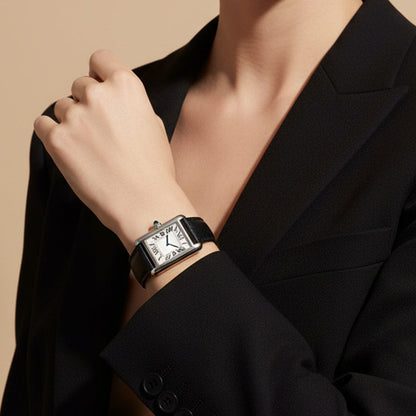 LEATHER WATCH ELEGANT SILVER