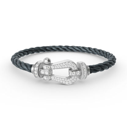 FORCE LARGE HORSESHOE FULL DIAMOND BRACELET SILVER