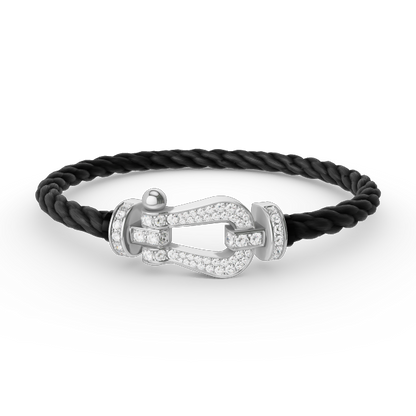 FORCE LARGE HORSESHOE FULL DIAMOND BRACELET SILVER