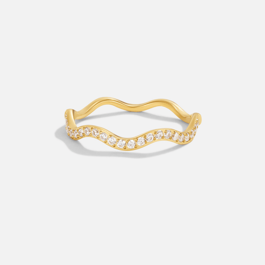 ZENYA CRYSTAL & GOLD WAVE RING